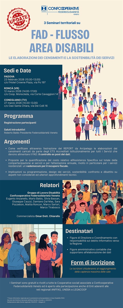 SEMINARIO su FAD – FLUSSO AREA DISABILI “Le elaborazioni dei Censimenti e la Sostenibilità dei servizi”